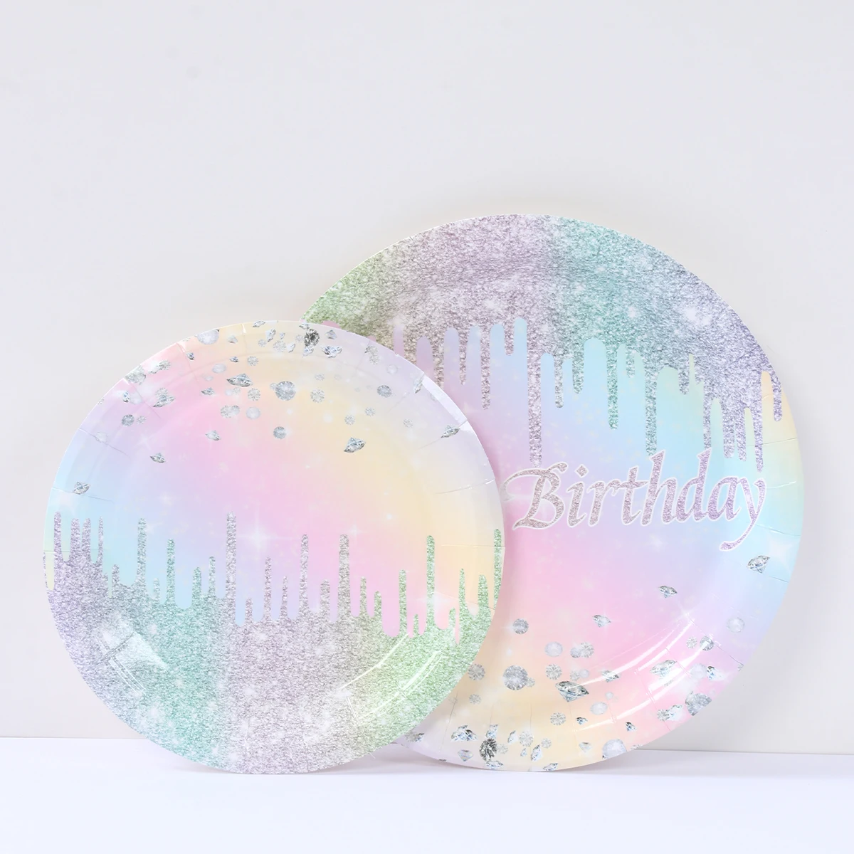 Conjunto De Louça De Papel Descartável para Meninas, Macaron Arco-Íris, Placa De Diamante, Copos, Guardanapos, Suprimentos De Festa De Aniversário Doce