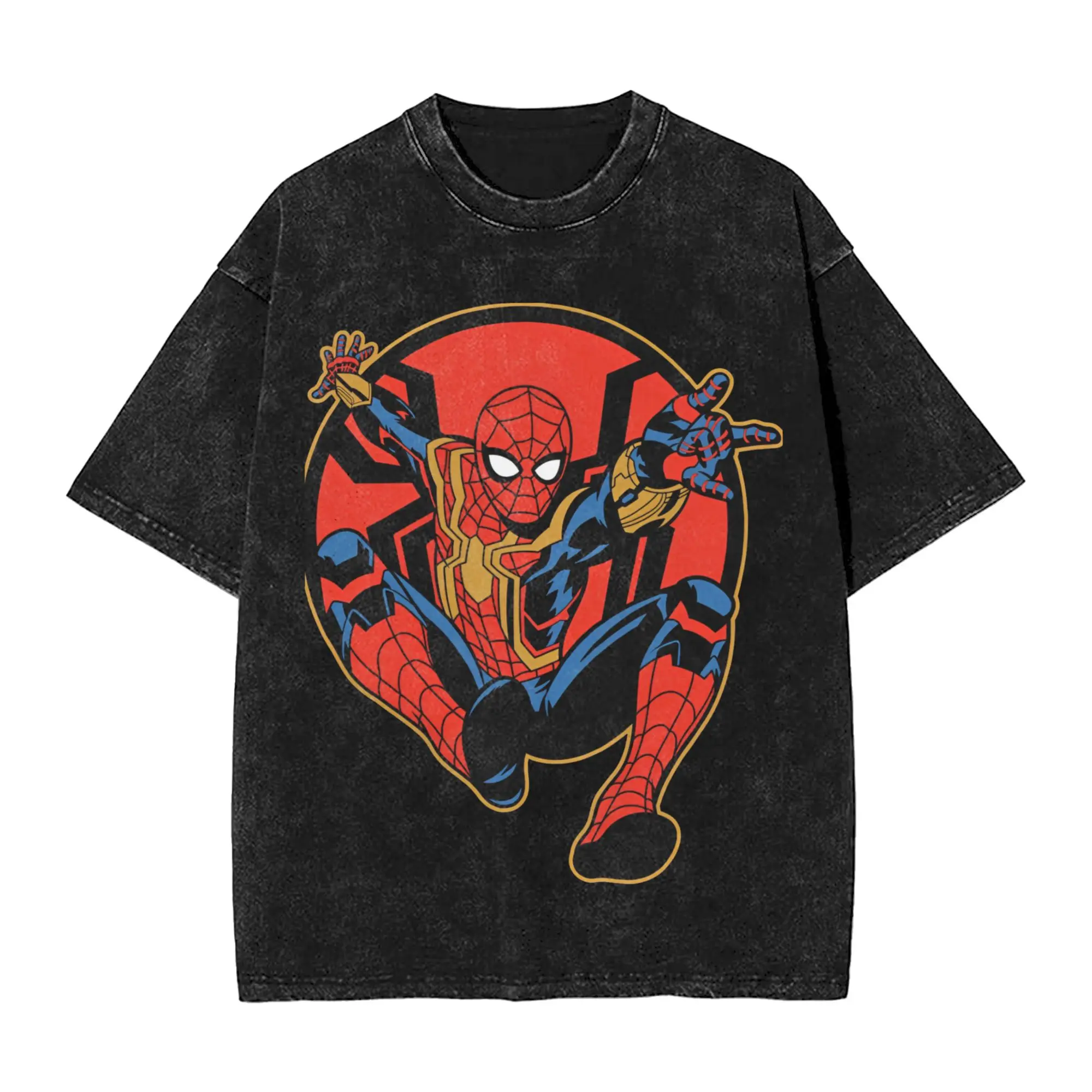 

Мужская футболка с изображением Человека-паука в стиле аниме, забавная футболка с короткими рукавами и круглым вырезом, футболка из чистого хлопка, одежда больших размеров