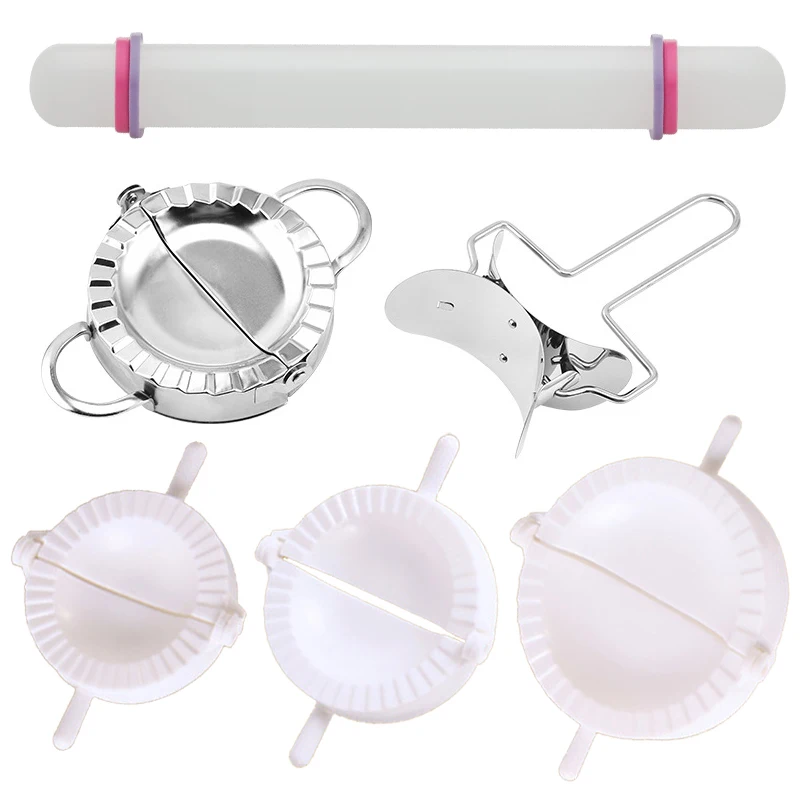 Dumpling Making Tools Kitchen Baking Supplies Stainless Steel Non Stick Rolling Pin Plastic Adjustable Dumpling Mold TMZ