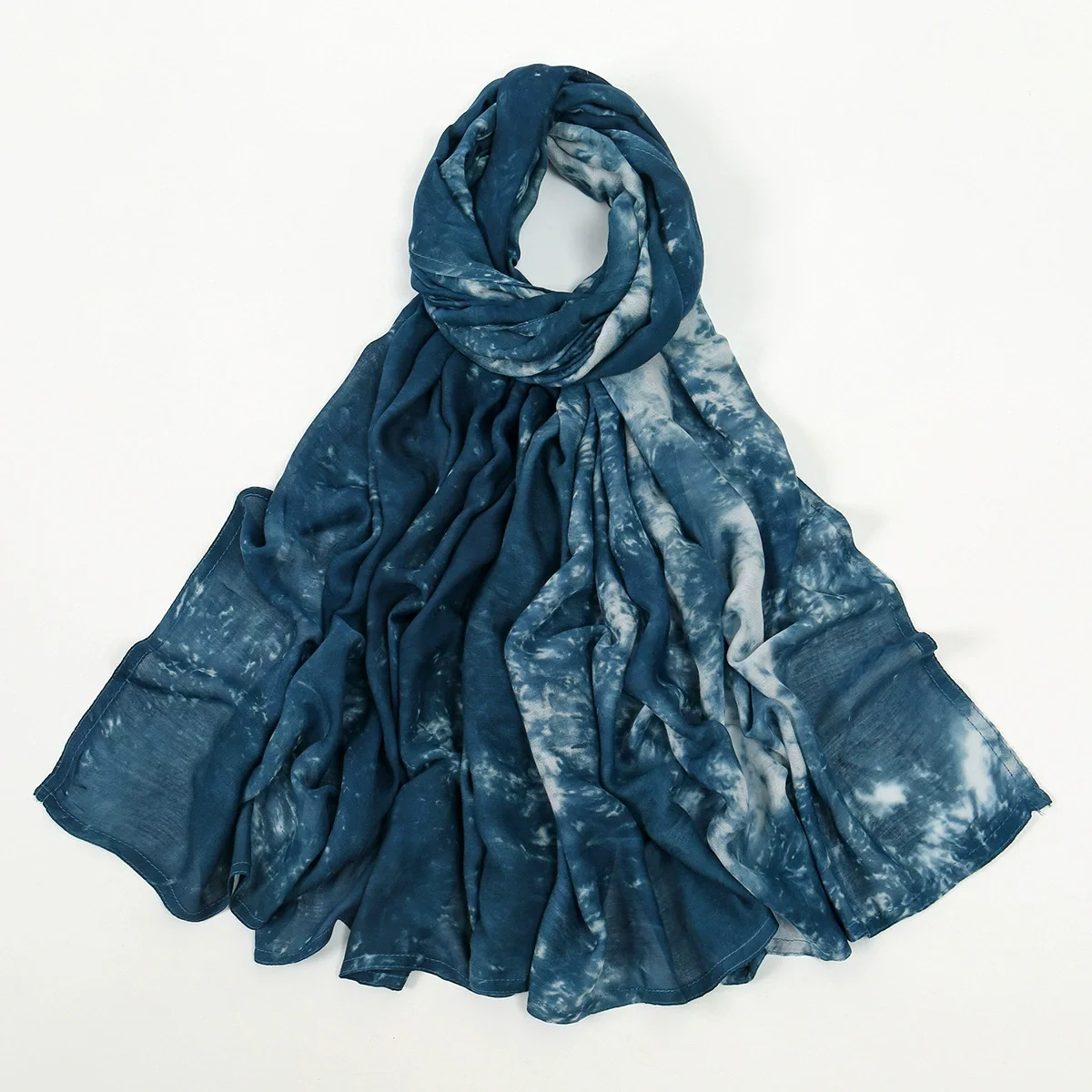 190*90cm Big Size Modal Cotton Hijab Women Tie-dye Scarf Double Stitching Shawl Muslim Gradient Plain Cotton Rayon Headscarf