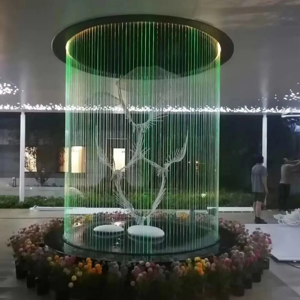 Cortina d'acqua in fibra ottica nylon pull line water landscape waterfall