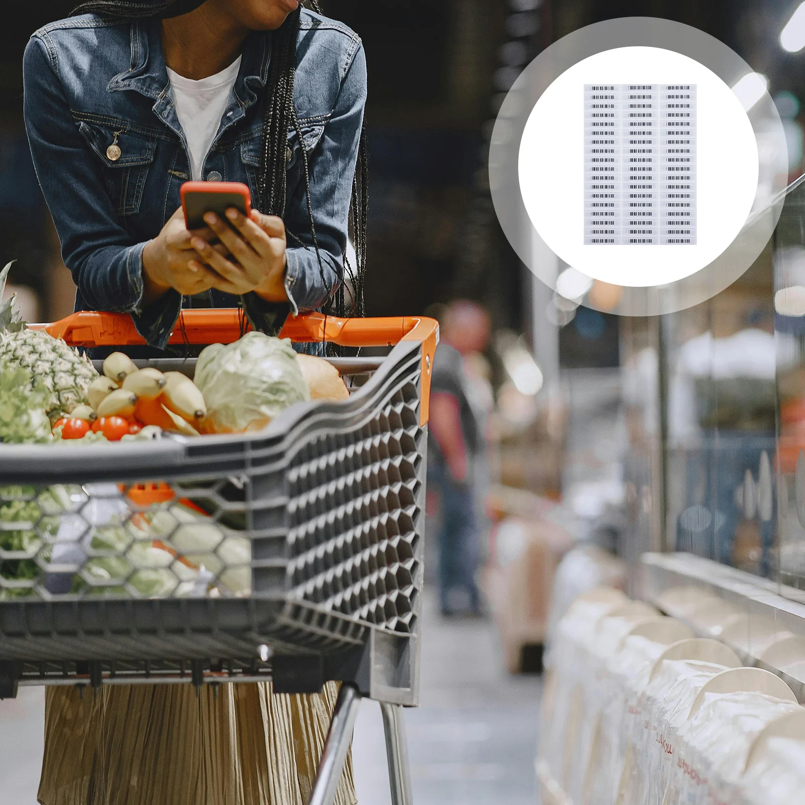 108 pezzi Etichette adesive Tag Cosmetici Antifurto Adesivi alimentari in plastica acustica Etichette per merci Supermercato