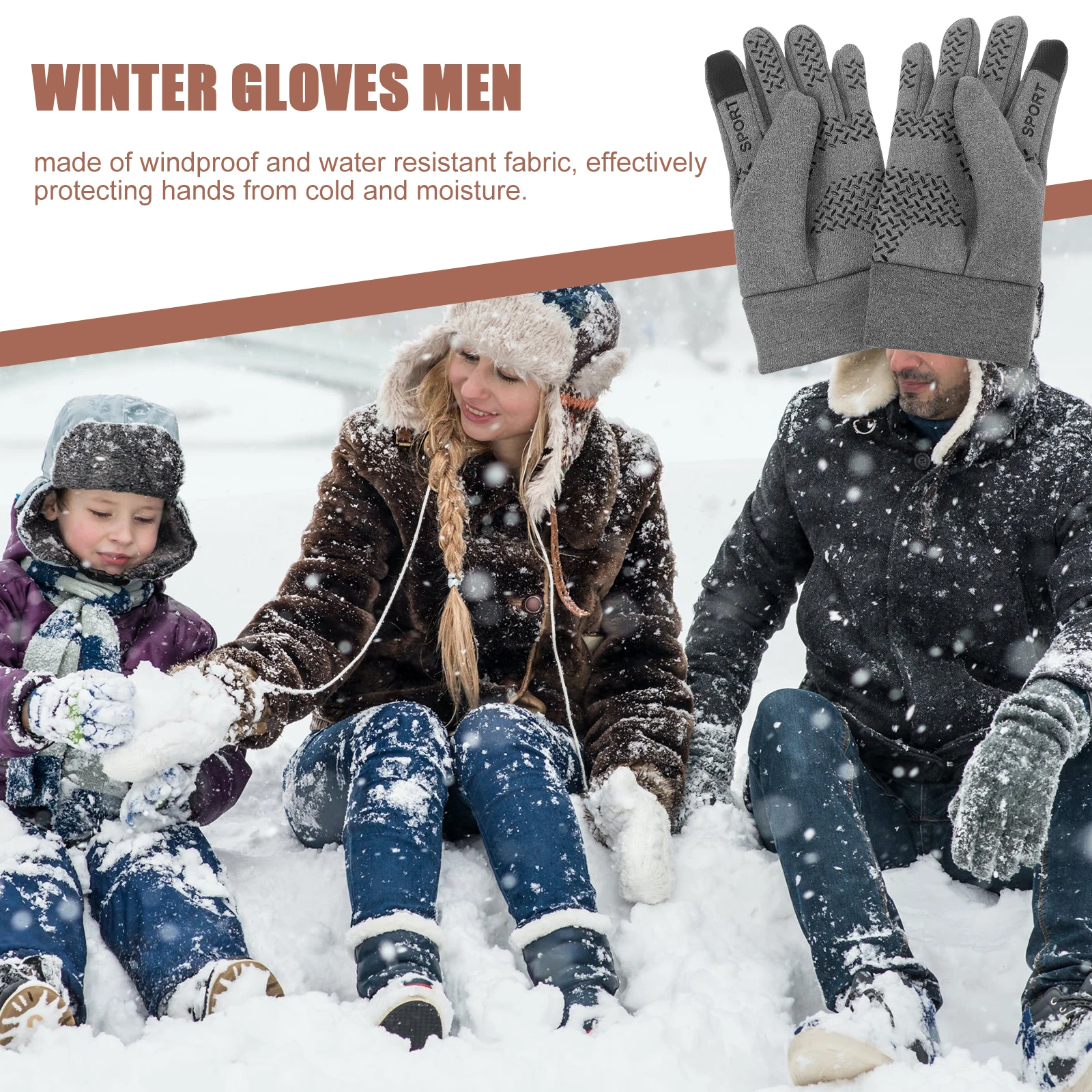 

1Pair Men's Winter Gloves Touchscreen Function Windproof Waterproof Cycling Gloves for Outdoor Sports Running Anti-Slip Driving