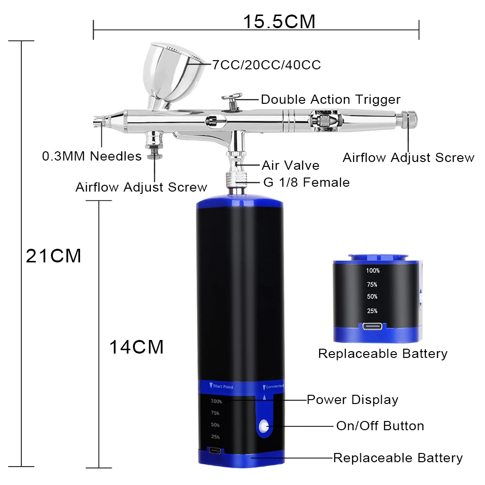 Personal Mini Airbrush Compressor Travel Beauty Care Salon Air Pump Brush Make Up Facial Kits Cake Decoration Tools