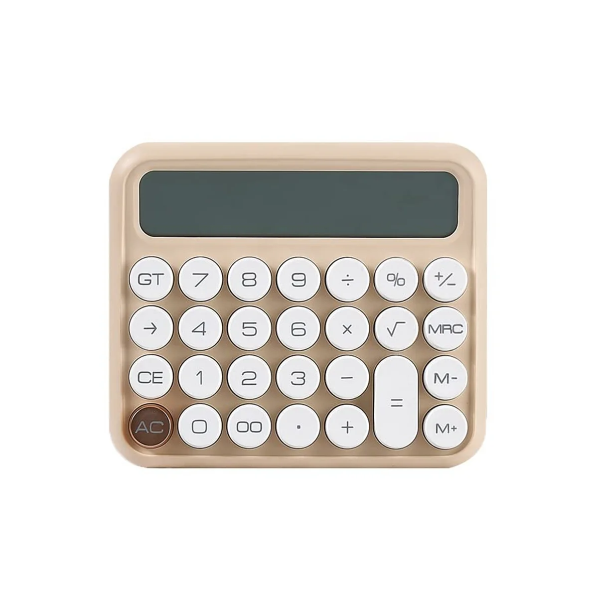 12 Digits Mechanical Switch Calculator Large LCD Display Desktop Calculator Large Button Financial Calculator Beige