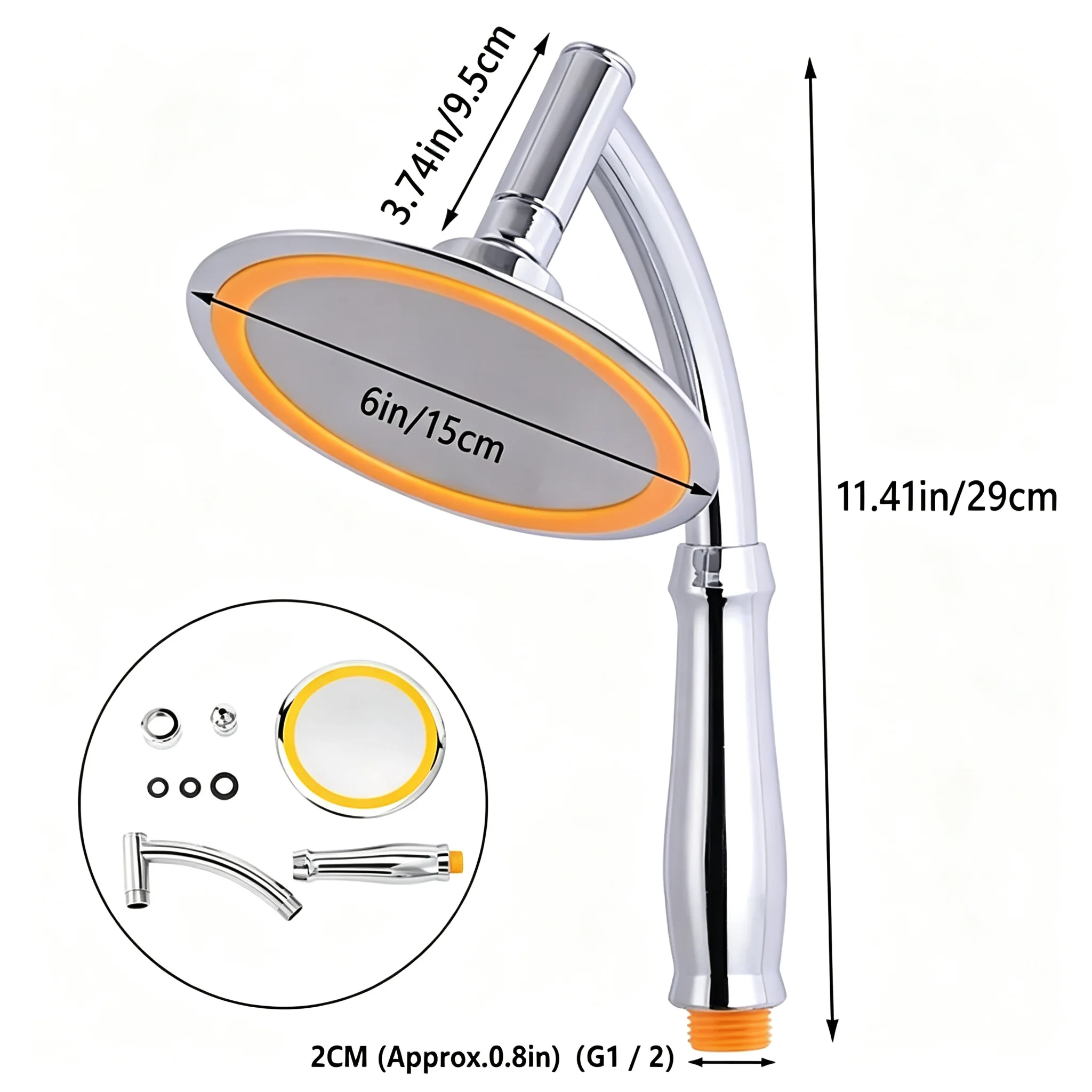 6 Inch Dual‑Purpose Shower Head High‑Pressure Rainfall Handheld Combo Water‑Saving Anti‑Clog Nozzles for Bathroom