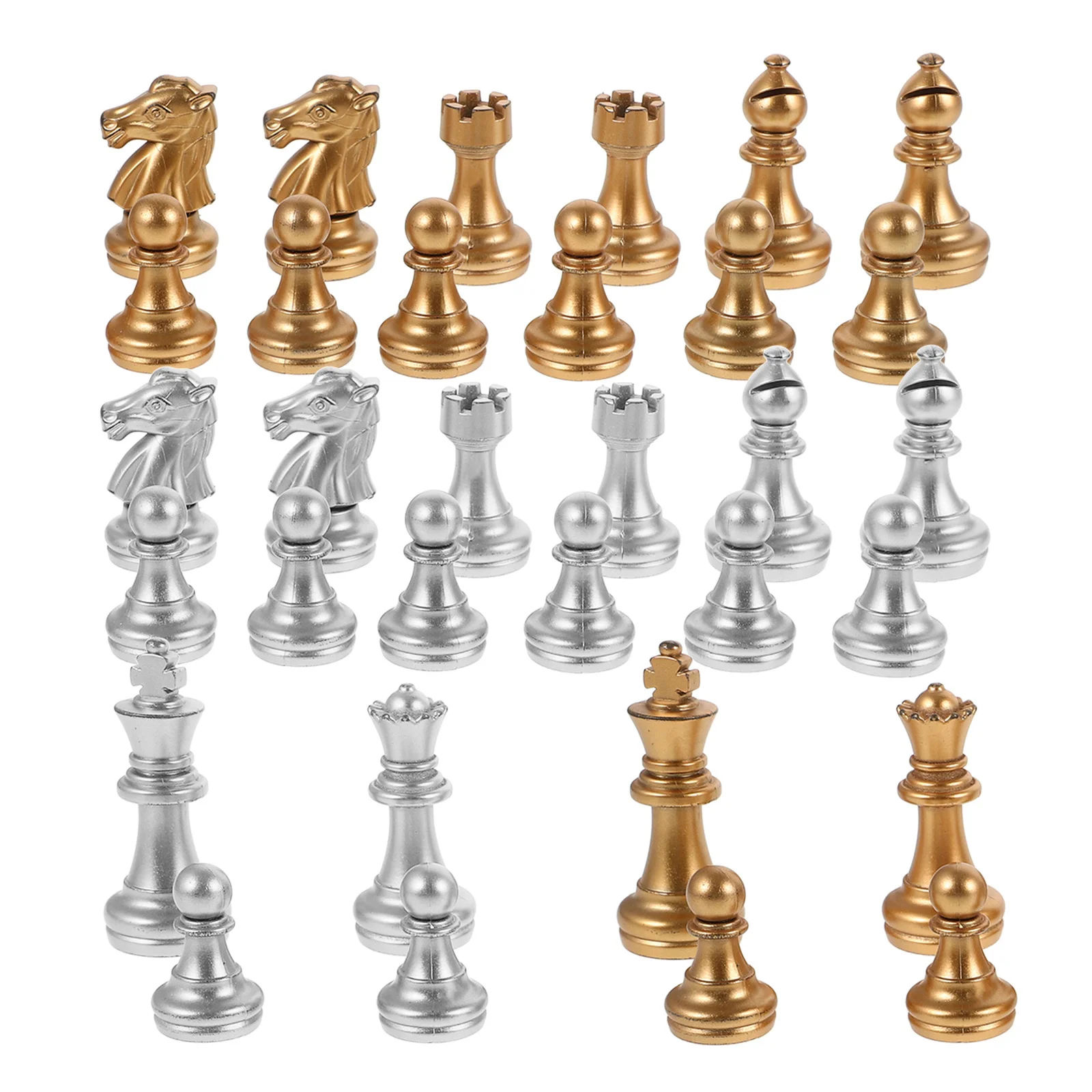 

1 Set Electroplated Gold Plastic Chess Pieces Replacement International Chessboard Accessories Lightweight Portable for Board
