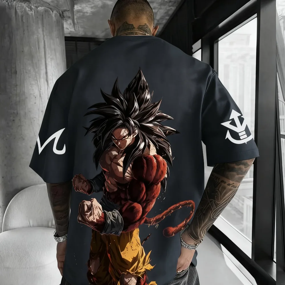 لعبة دراغون بول أنيمي سوبر سايان 4 تي شيرت 2025 الصيف الرجال والنساء الشارع فضفاض عادية تنوعا الوالدين ملابس الطفل