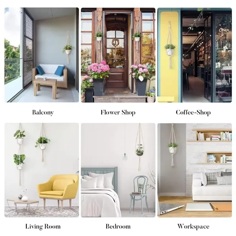 1pc Hanging Plant Pot Hanging Basket Vases with Hook Creative Macrame Suspension Plant Planters for Hanging Flower Pot Net