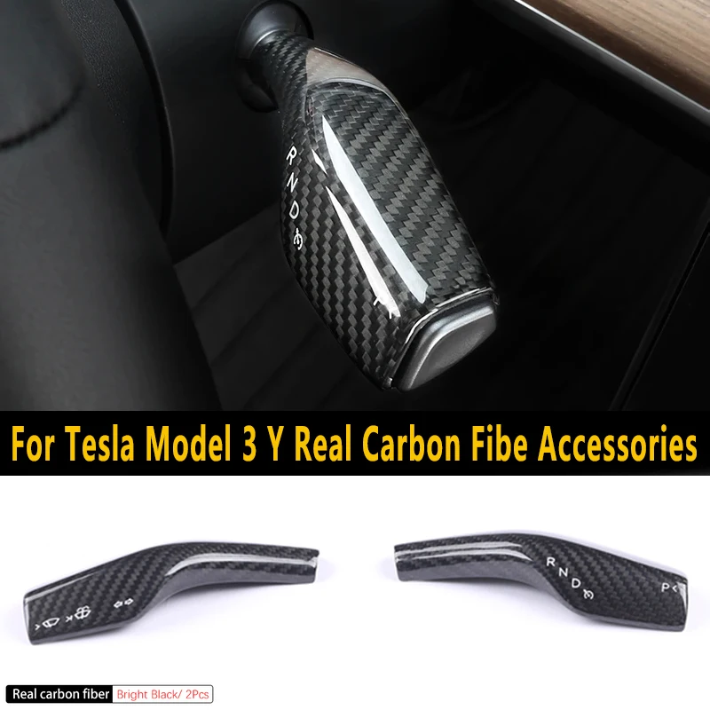 For 2023 17 18 21 22  Tesla Model 3 Y Steering Wheel Shift Protection Remodel Cover Decor Sticker Real Carbon Fiber Accessories