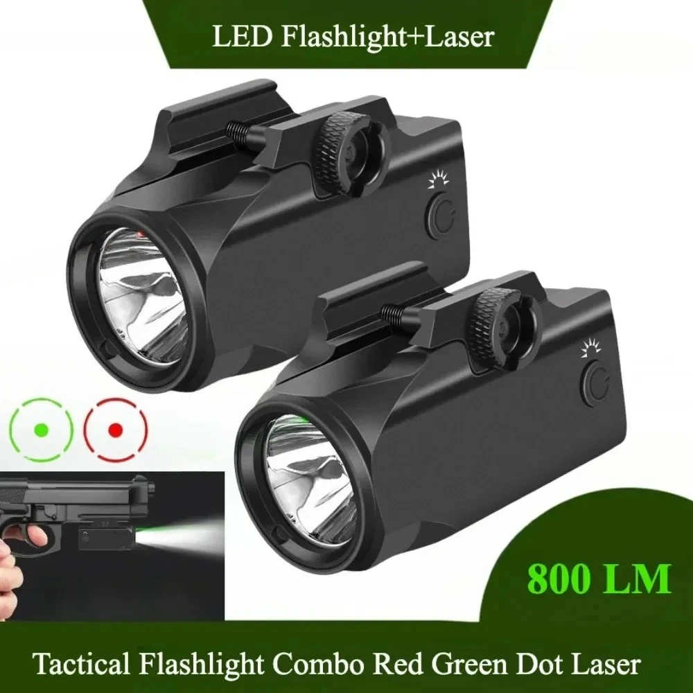 

800 LM Tactical LED Flashlight Magnetic Rechargeable Combo Red Green Dot Gun Light Outdoor Hunting for 20mm Picatinny Rail