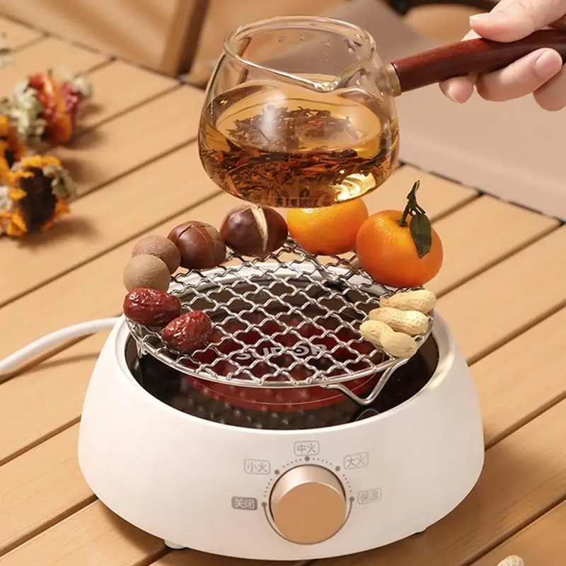 Portable Camping Grill Round Cooking Grill Stainless Steel BBQ Grill Net Portable Mini Campfire For Outdoor Camping Picnic Grate