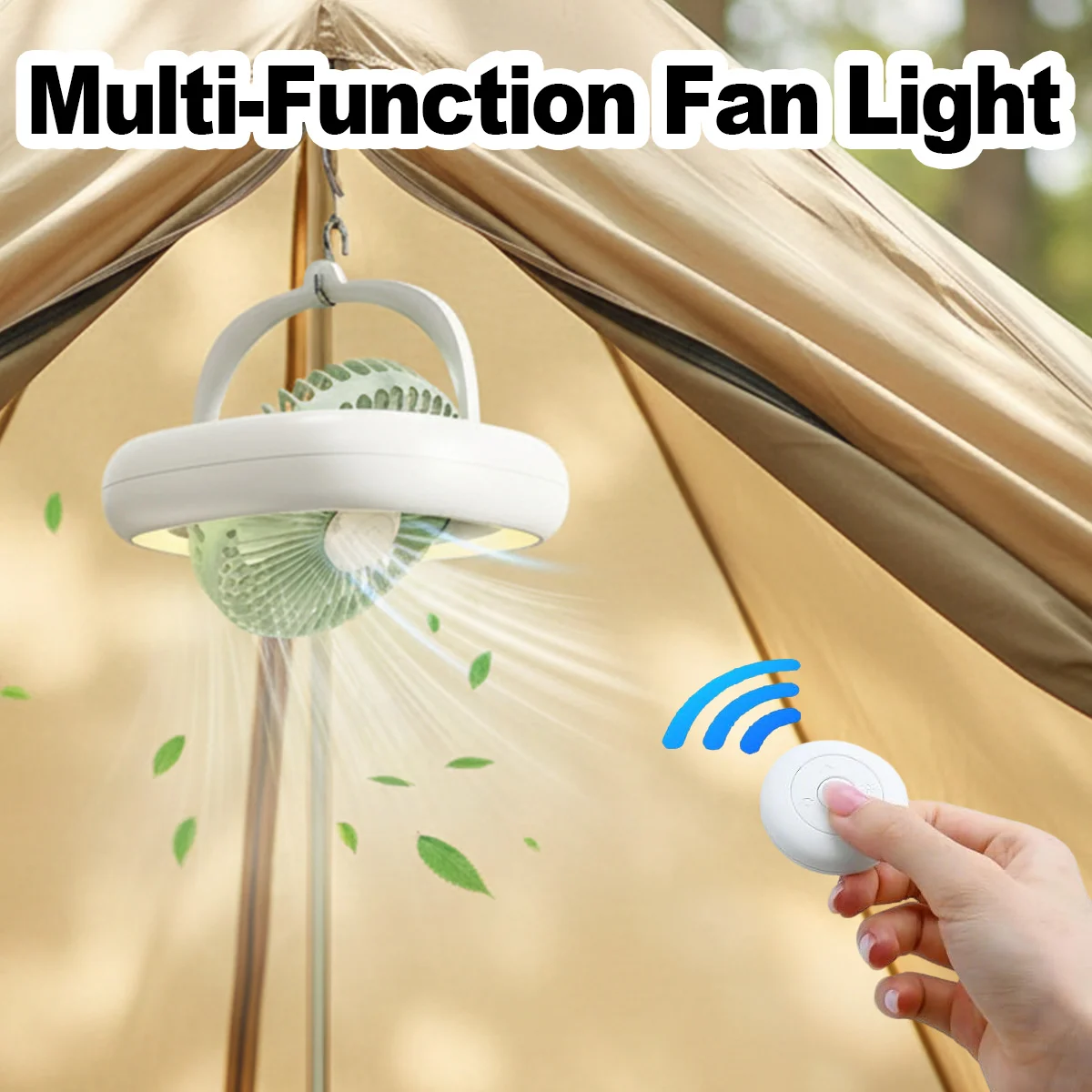 

Rechargeable Hanging Ceiling Fan Smart LED High Speed Small Noise Tent Hanging Fan Multifunctional Auto Oscillation Safety Hook