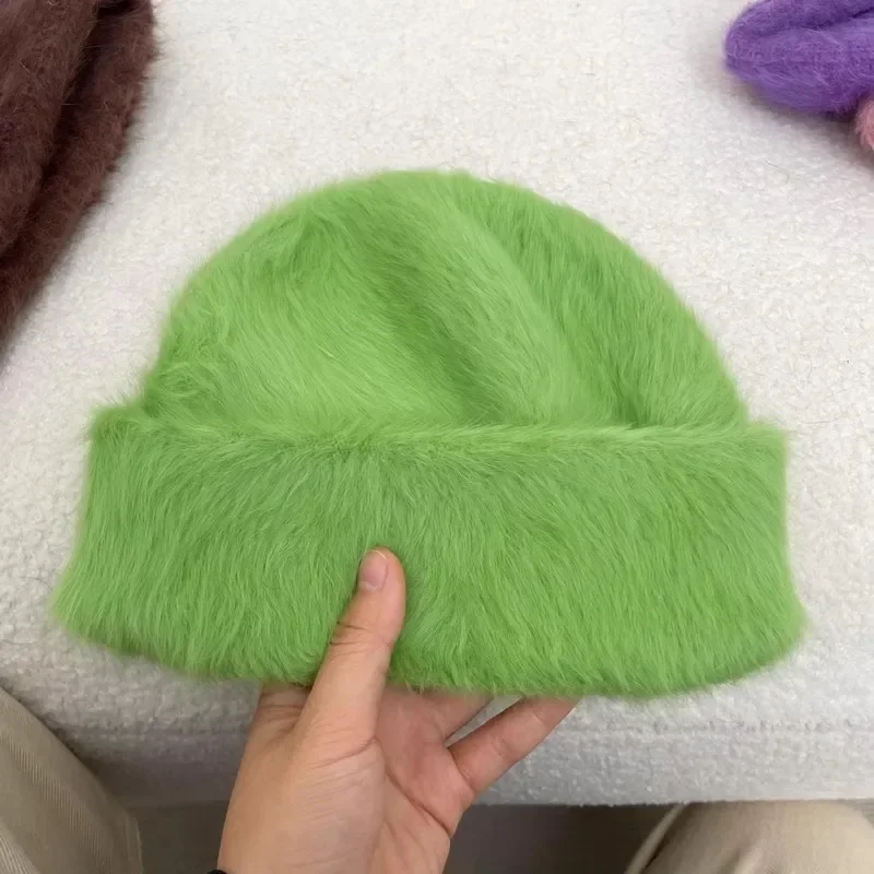2024New Colors Soft Rabbit Fur Beanies Winter Hat for Woman Luxury Fluffy Knited Hat Bonnet Lady Autumn Winter Warm Skullies Cap