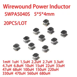 20 Stks/partij Swpa5040s1r0 Nr5040 1r5 2r2 2r7 3r3 4r7 6r8 10uh 15uh 22uh 33uh 33uh 47uh 68uh 100uh 150uh 220uh 330uh 20% Power Inductors