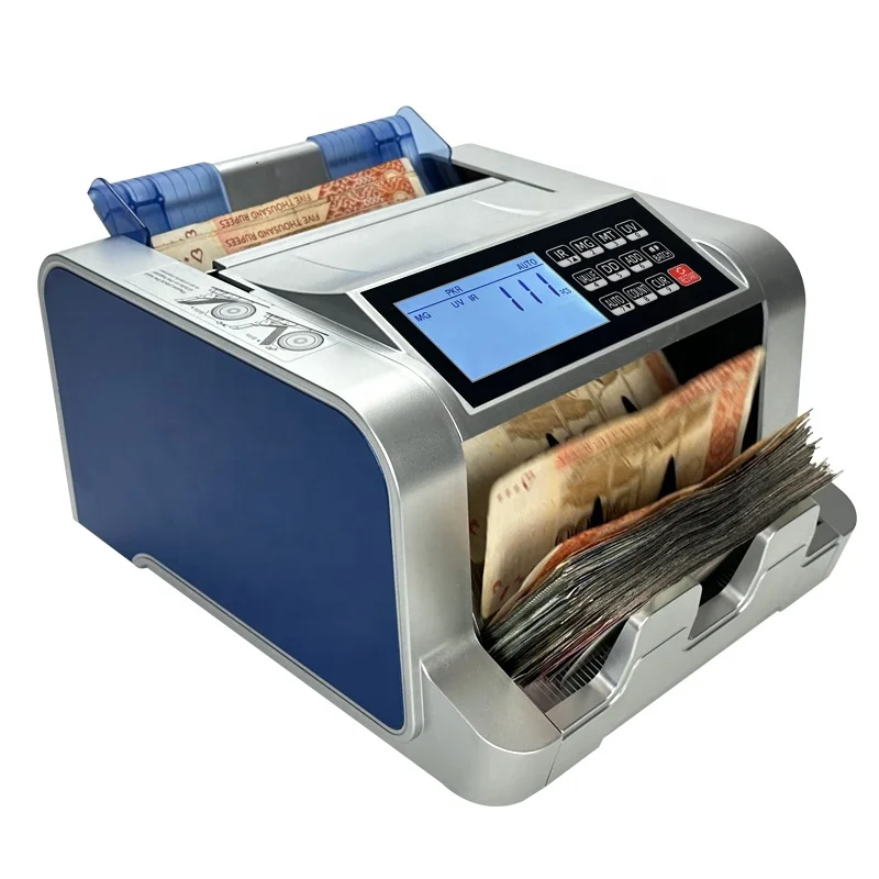 PKR USD EUR Bill Money Counter Machine UV/MG/IR Cash Banknotes Detector with Calculator