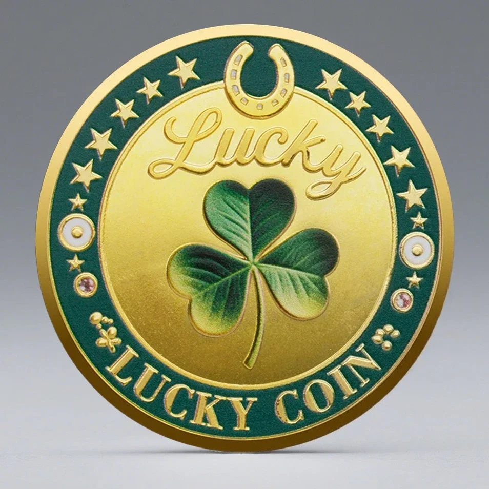 عملة Green Clover Collection المطلية بالذهب Good Luck Fortuna في عملة تذكارية Aeternum 777
