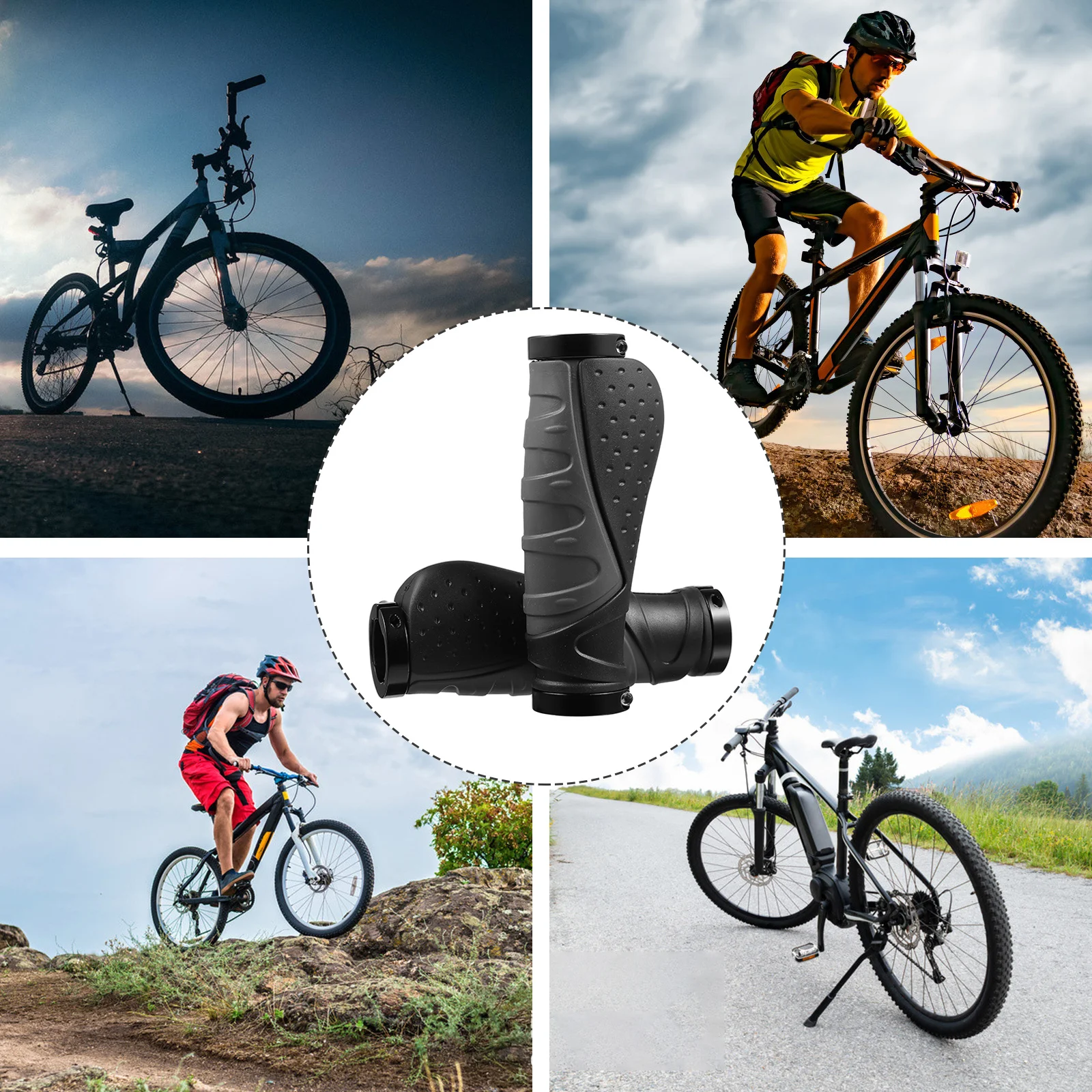 

1Pair Bicycle Handlebar Grips Premium Aluminum Alloy Non-Skid Comfortable Ergonomic Design for Mountain Bike Folding Road Bike