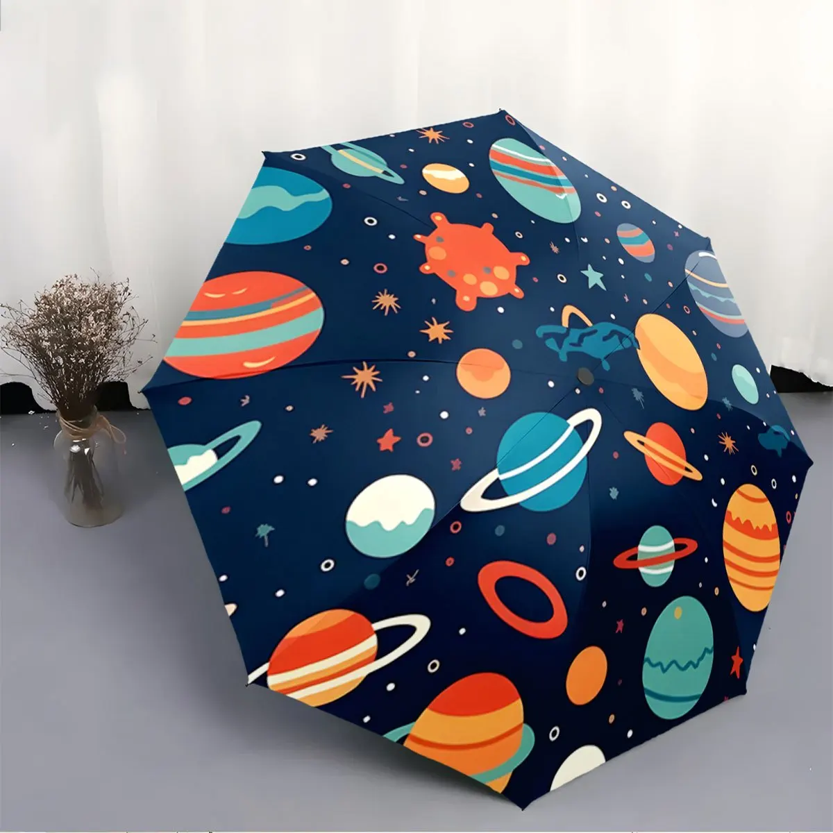 

Folding umbrella Space Theme Umbrella with Colorful Planets Creative portable folding umbrella for Christmas other holiday gif