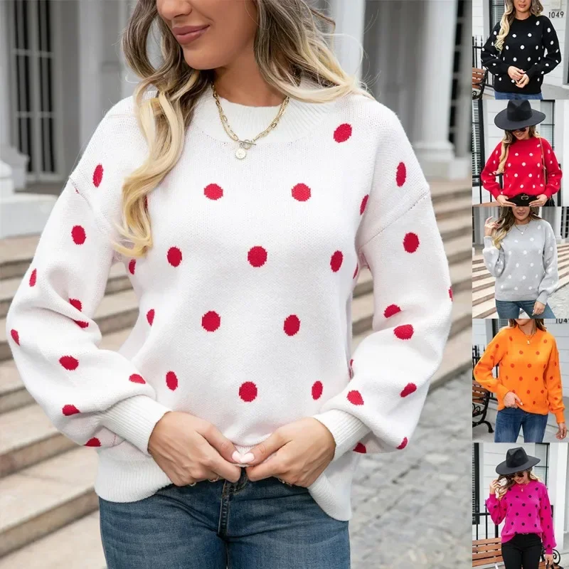 

New autumn and winter sweaters, knitted sweaters, polka dot pullovers, and large-size sweaters.