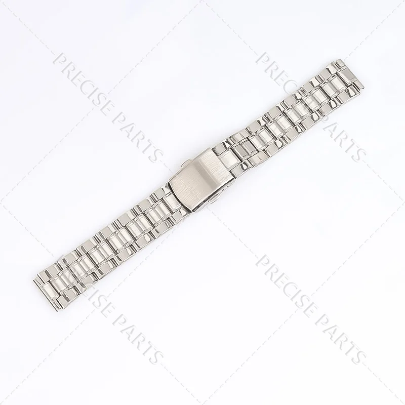 Stainless Steel Band 12mm 14mm 16mm 18mm 20mm 22mm Universal Watch Strap Metal Three Beads Bracelet Folding Clasp Wristband ﻿