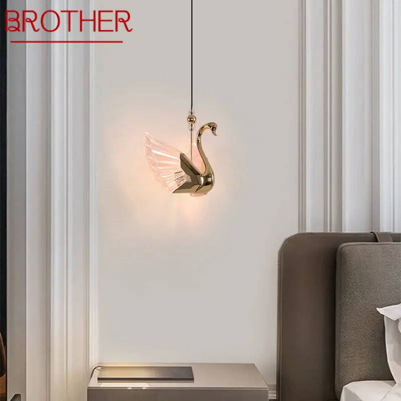 

BROTHER Nordic Swan Pendant Lights Fixtures Modern Creative LED Chandelier Lamp for Home Living Dining Room Decor