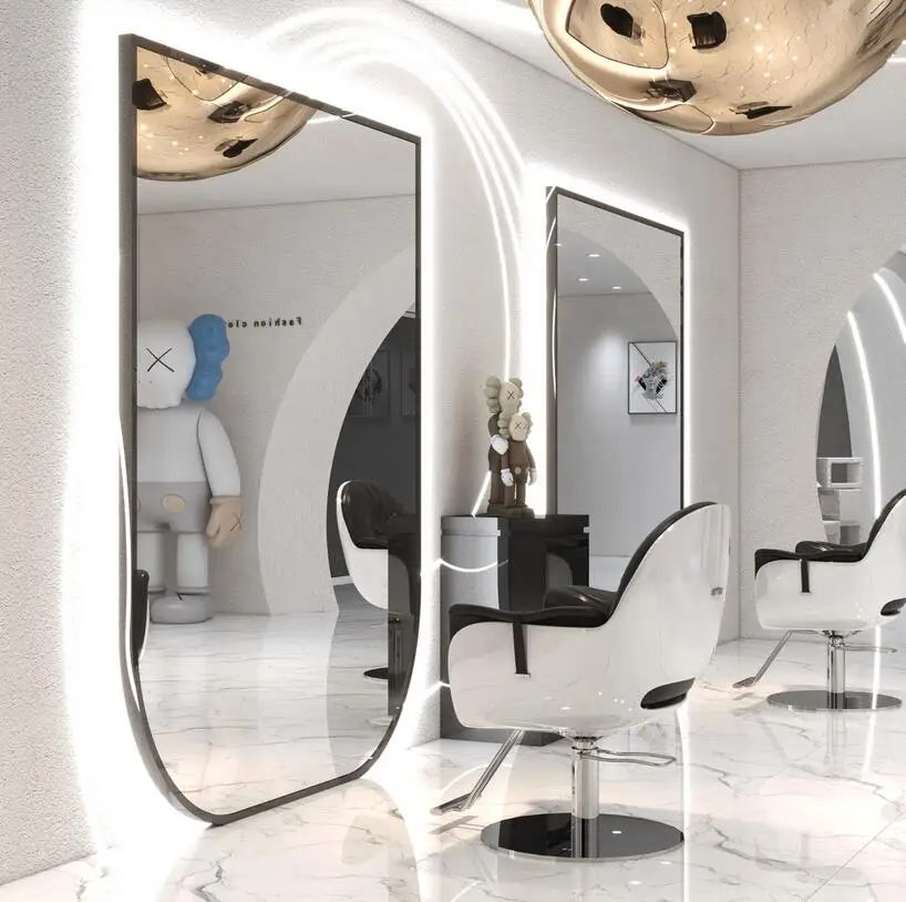 Kapper Enkele Muur Spiegel Netto Rode Muur Gemonteerde Led Kapper Spiegel Platform Nieuwe Stijl