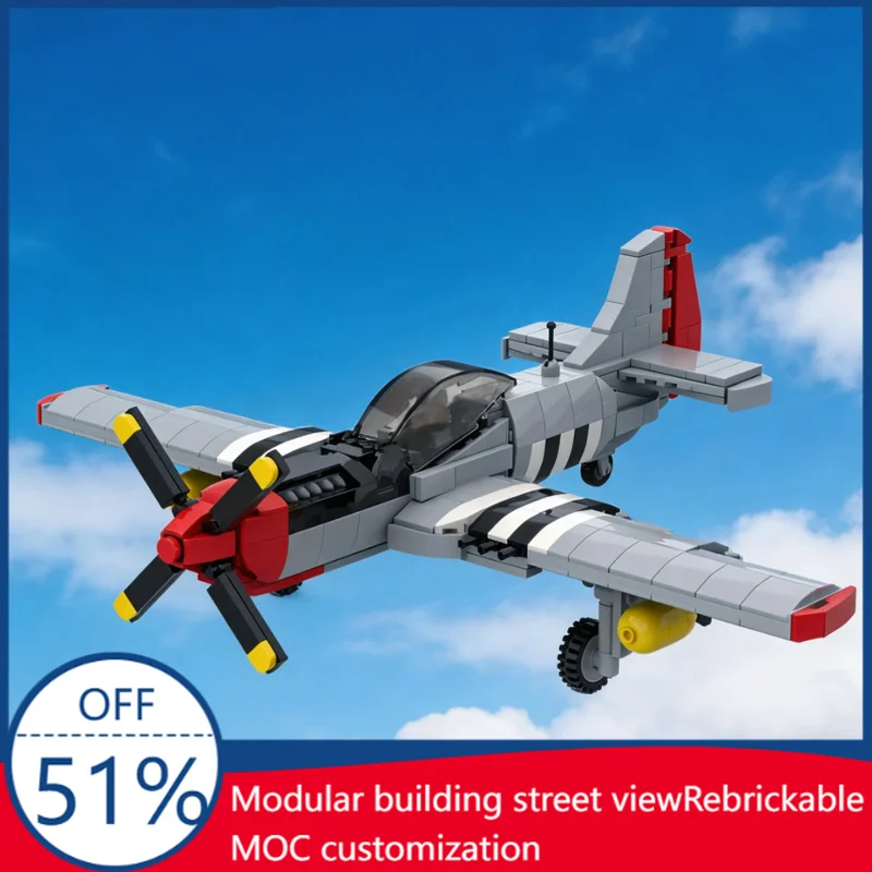 

NEW 510 PCS War Series P-51 Fighter Plane Modify MOC Building Block Model DIY Puzzle Assembly Toy For Children Festival Gift