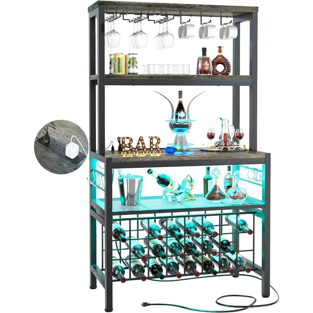 Floor Liquor Cabinet With Glass Holder Home Bar & Wine Cabinets Wine Bar for Living Room Black Oak Freight Free Whiskey Display