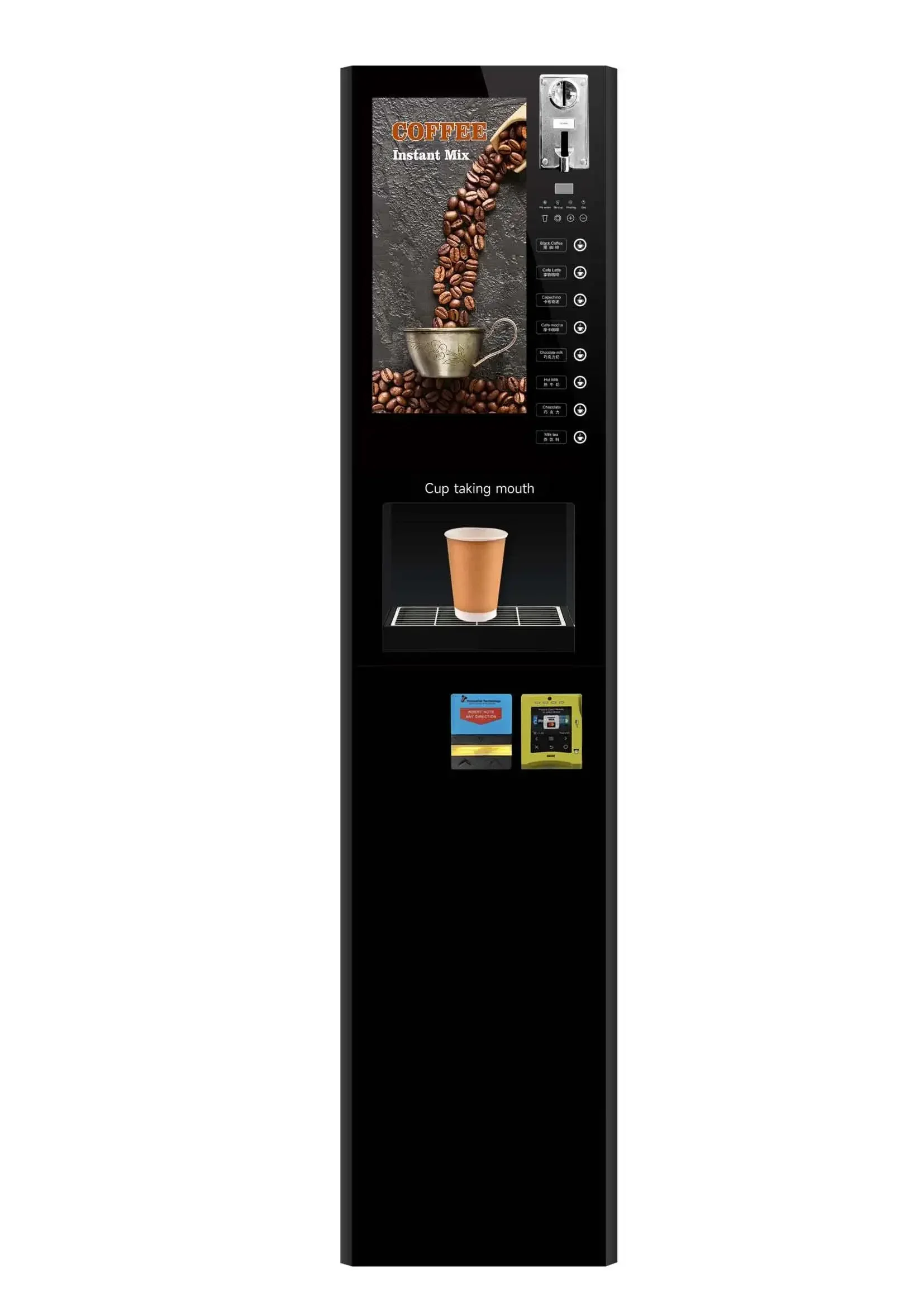 V-40SCT Coin Operated Instant Mix Coffee Vending Machine with LED Advertising Light Box, Intelligent Touch Button