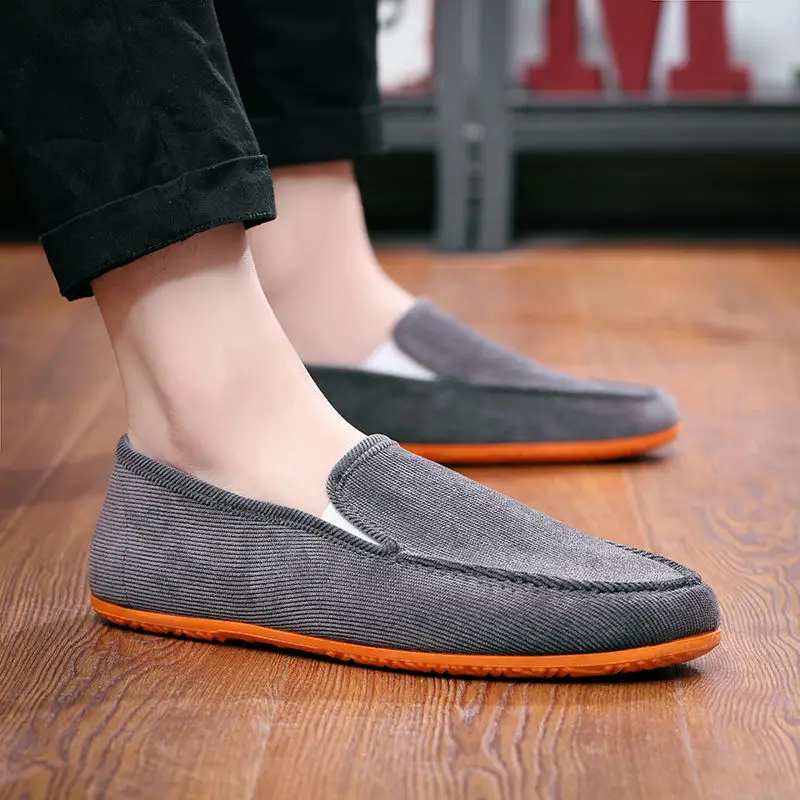 Man\'s Big Size Loafers Shoes Flats Slippers Fabric Slip-on Men Gommino Driving Shoes Fashion Summer Style Soft Male Moccasins