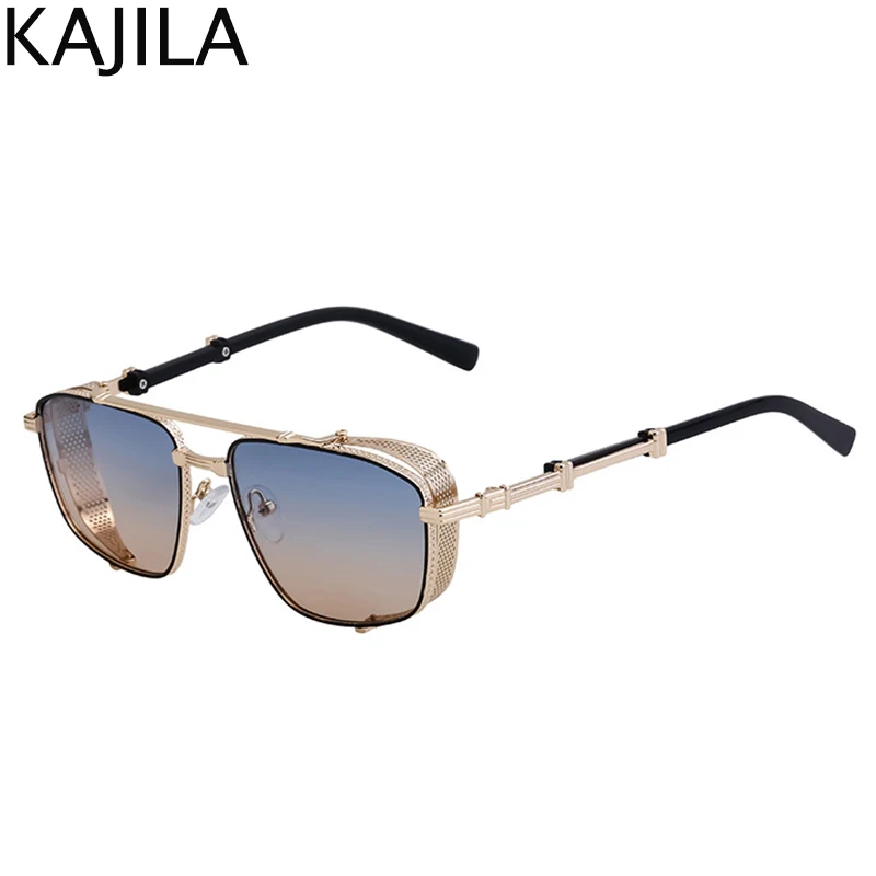 Oversized Square Sunglasses Men Big Frame 2024 Luxury Brand Rectangle Punk Sun Glasses For Women Metal Frame Shield Eyewear