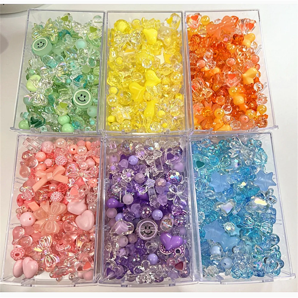 20pcs Random Mix Colorful Acrylic Flower Beads for DIY Necklace Phone Chain Jewelry Making Supplies Craft Materials Accessories