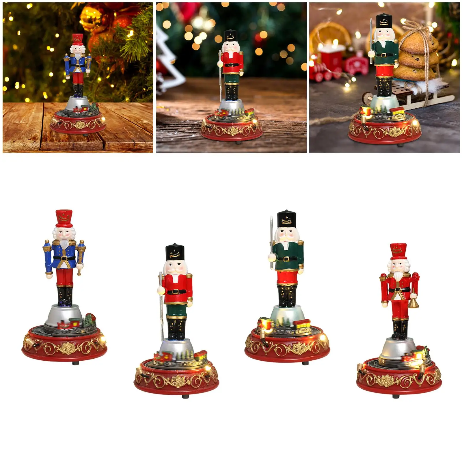 Christmas Nutcracker Statue Resin Xmas Sculpture Collectibles Vivid Details