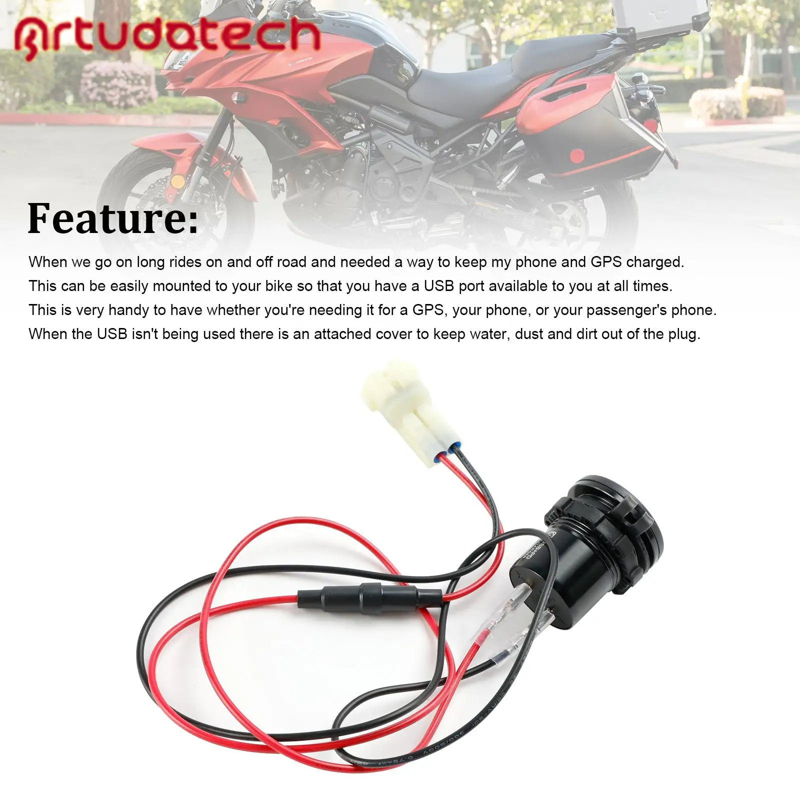 12V Socket Charger USB+C Type Quick Fits for Kawasaki Versys 650 2022-2024