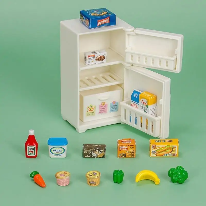 76HF Realistic Dollhouse Refrigerator Plastic Vintage Freezer for Play House