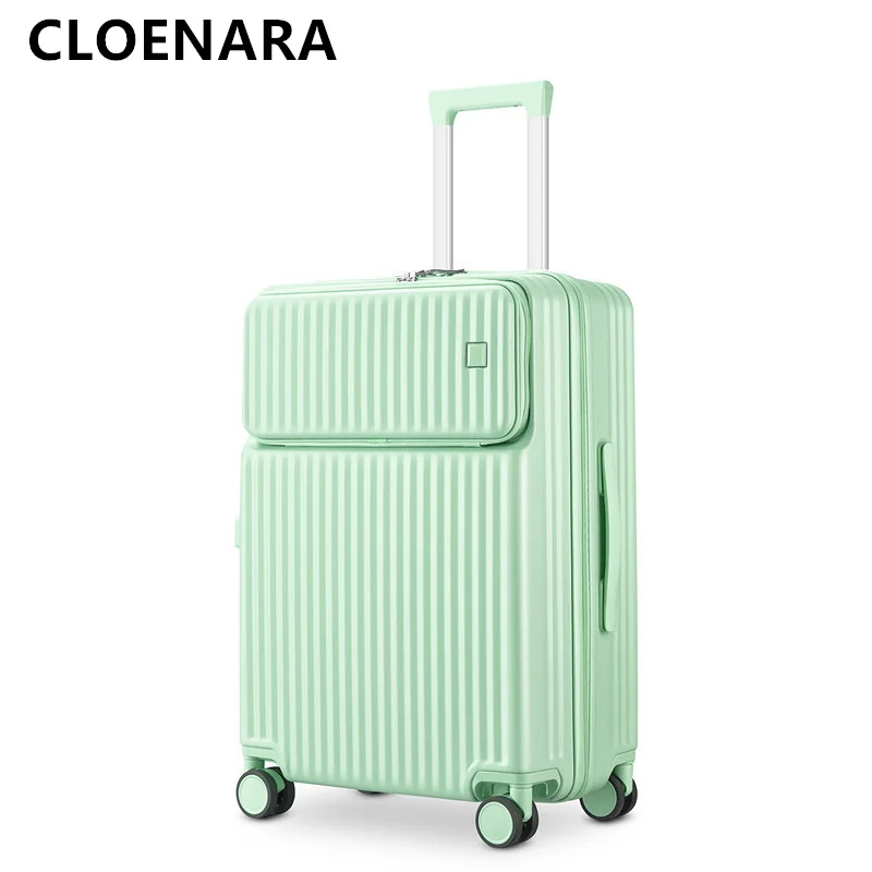 

COLENARA Men's 20“22”24“26” Inch Suitcase New Front Opening Boarding Box PC Trolley Case Women's with Wheels Rolling Luggage