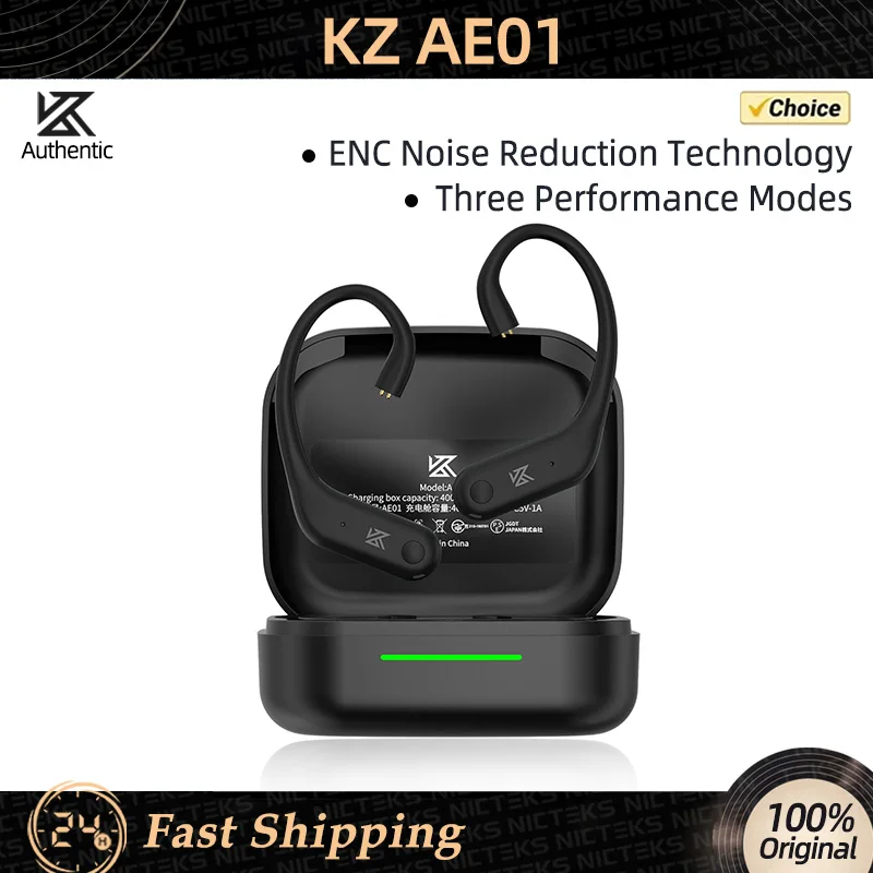 KZ AE01 Wireless Ear Hook Upgrade Cable Bluetooth-compatible5.4 HIFI Music Earphones Wire C PIN Connector With Charging Case DQS