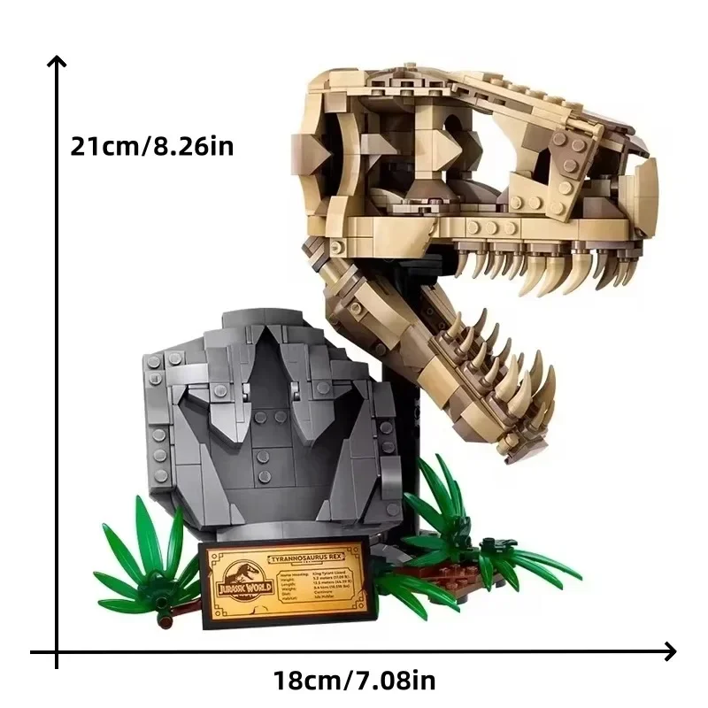 577PCS Dinosaur Fossils Skull Building Blocks Bricks Compatible 76964 Assembled Technical T.rex Model MOC Set Toys Kids Gifts