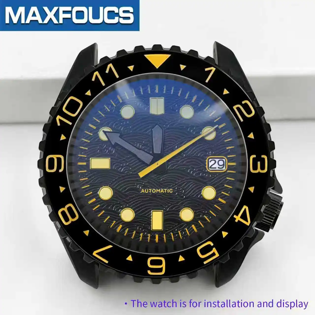 Schwarzes SKX Classic Shiny Uhrengehäuse mit 4-Uhr-Krone, Edelstahl-Finish, MOD NH35 NH36 4R36, Saphirglas, kundenspezifische Teile – Detail 9