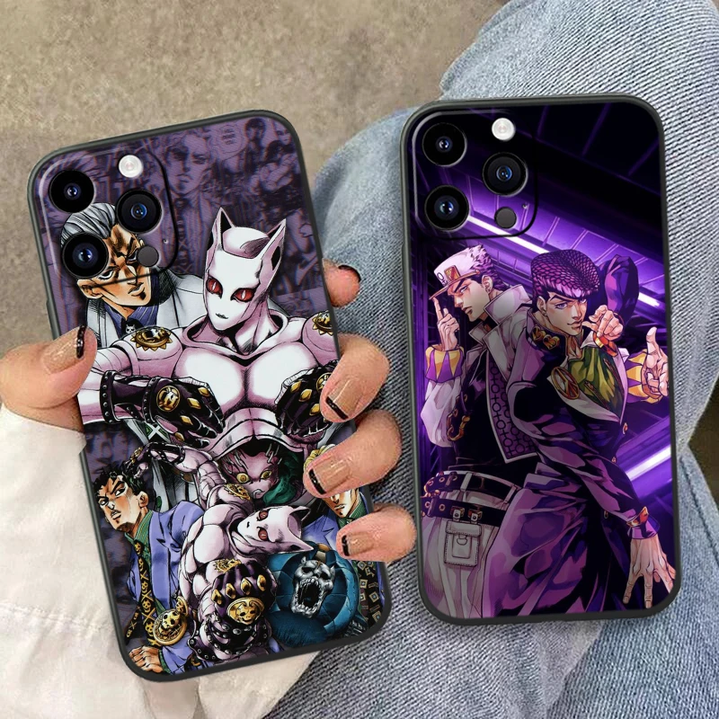 Anime JoJo Cool For Apple iPhone 15 14 13 12 Mini 11 XS XR X 8 7 Pro Max Plus Soft Silicone Black Phone Case image 2