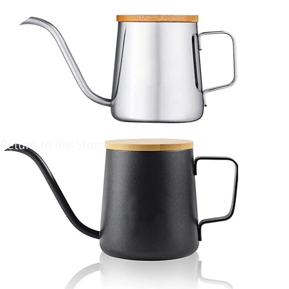 Coffee Pot Swan Neck Thin Mouth Tea Pot Stainless Steel Narrow Spout Drip Coffee Maker Pot Coffee Tool Drip Kettle With Cover