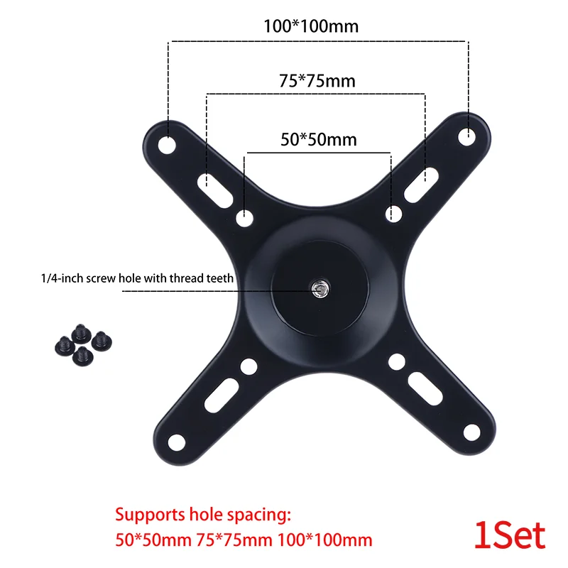 1Set Portable Monitor Mounting Bracket Plate VESA 1/4 Inch Screw Hole To 100x100MM 75x75MM M4 Screw Set Wall Mount Holder.