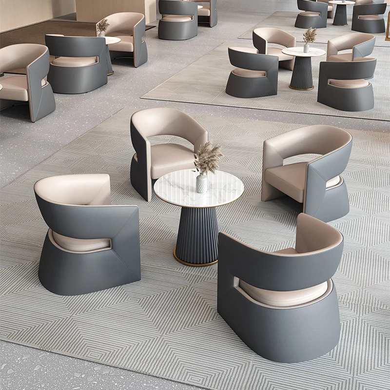 

Light luxury modern table 4 chairs small round table negotiation table