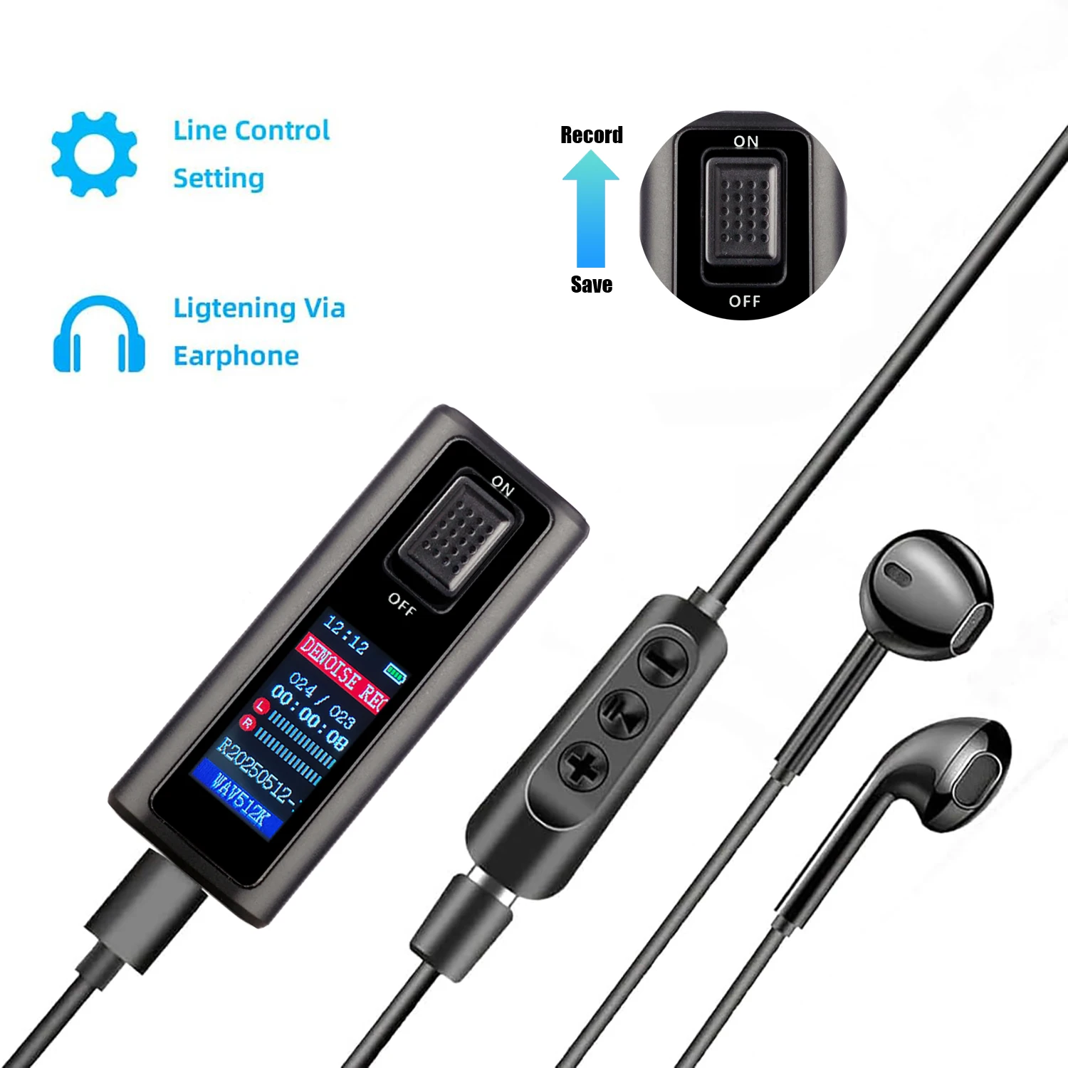 Savetek مشبك قلم USB صغير صوت المنشط 8 جيجابايت 32 جيجابايت 64 جيجابايت 128 جيجابايت مسجل صوت رقمي 192 كيلوبت في الثانية تسجيل WAV
