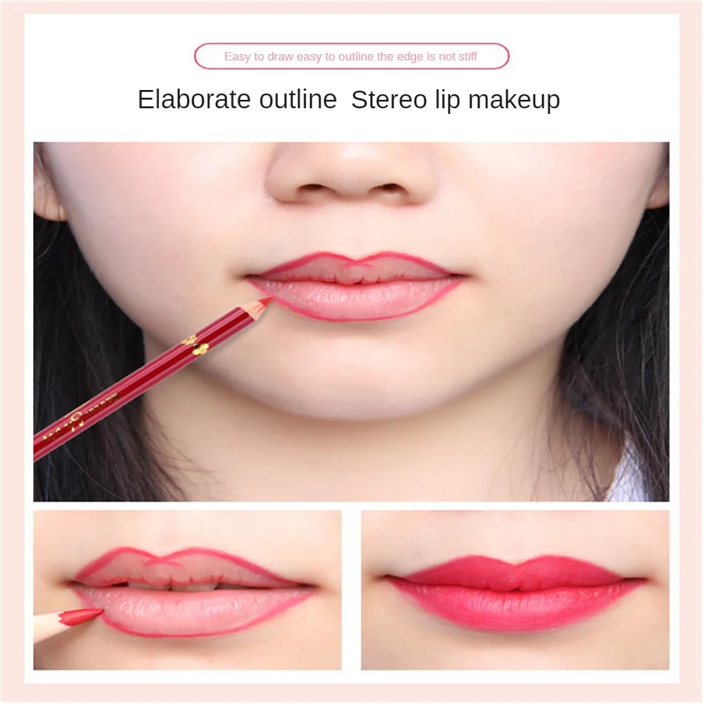 Gou Line Pen Fine Outline Trim Lip Lasting Lip Liner Lipstick Pen Lip Liner Instant Beauty Automatic Rotating Lip Liner