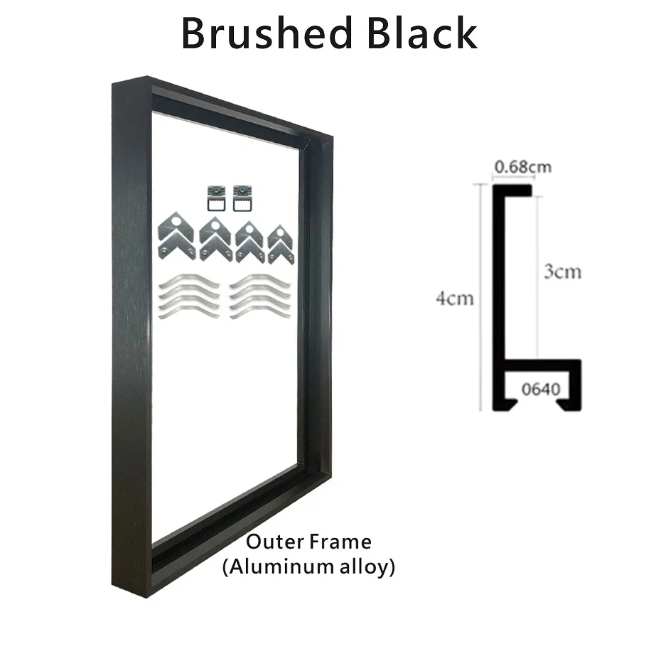 1PC Modern Black Aluminum Alloy Canvas Frame Canvas Frame Wooden Frame Wooden Photo Oil Painting Canvas Diamond Painting Frame