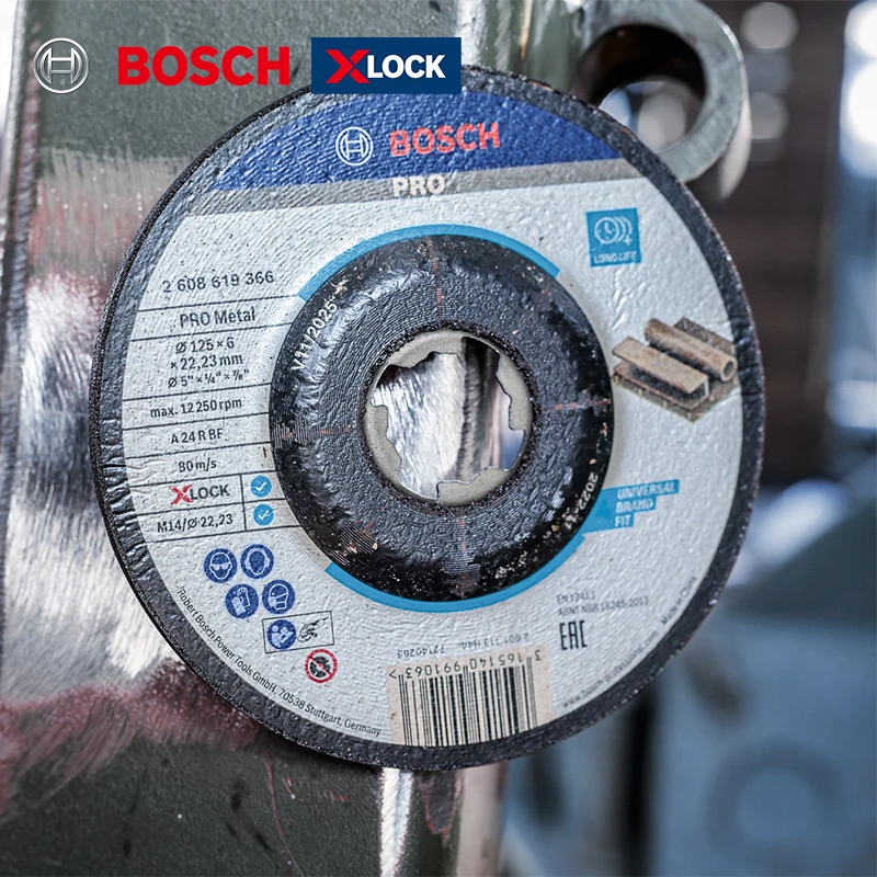 Disco de Desbaste de Metal Bosch Pro de 125 mm con Sistema X-Lock para Amoladora Angular, Sistema de Cambio Rápido para Amoladoras Angulares