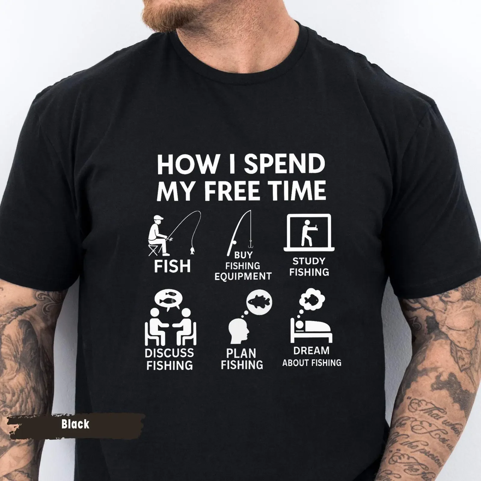 How I Spend My Free Time Funny Fishing T Shirt Casual for Fisherman Lovers vintage Washed designer clothes Unisex streetwear