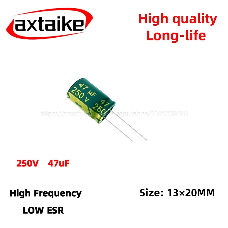 

10PCS 250V47uF Aluminum Capacitor, High Frequency Low ESR 105°C Radial for Power Supply Long-life 13×20MM